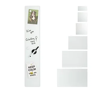 Relaxdays Tablica magnetyczna ze szkła, 15 x 80 cm, 3 magnesy, marker, uchwyt na długopisy, biuro i kuchnia, tablica magnetyczna ze szkła bezpiecznego, biała - Długopisy - miniaturka - grafika 1