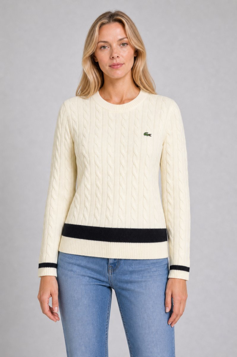 Lacoste Sweter AF4159 Women's Cable Knit Wool Sweater r.M