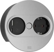 Gniazdka elektryczne - Bachmann BACHMANN TWIST 2 1xCEE7/3 1xUSB A/C 22W 0.2m GST18 srebrny okrągły - miniaturka - grafika 1