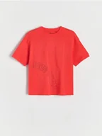 Koszulki dla chłopców - Reserved - Bawełniany t-shirt z nadrukiem - czerwony - miniaturka - grafika 1