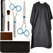 Nożyczki fryzjerskie - Zestaw Fryzjerski Nożyczki Degażówki Grzebień Peleryna Etui 7w1 - miniaturka - grafika 1
