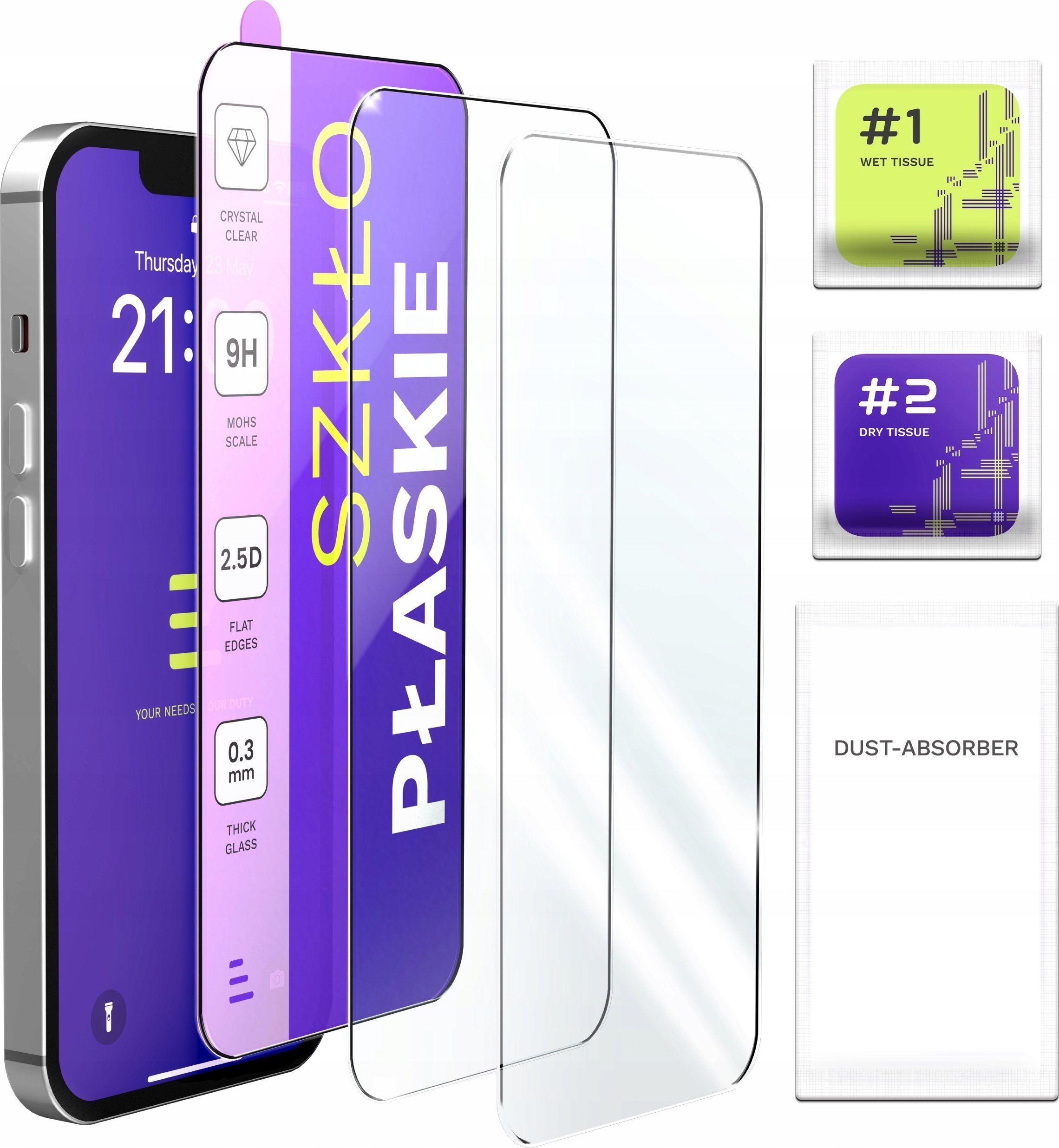 3-PAK Szkło Hartowane Płaskie Do Apple iPhone 13 9H, 2.5D, Ochronne