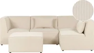Narożniki - BELIANI Sofa narożnik 4-osobowy lewostronny beżowa sztruksowa z otomaną 4-osobowa nowoczesna kanapa modułowa z poduszką - miniaturka - grafika 1