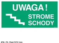 Tablice BHP - SIGNPROJECT AC025 - Uwaga! Strome schody lewostronne 1000x500 - miniaturka - grafika 1
