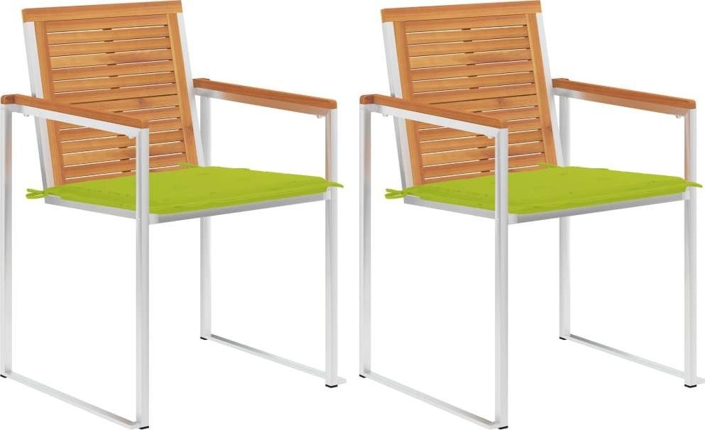 vidaXL vidaXL Krzesła ogrodowe z poduszkami, 2 szt., drewno akacjowe i stal