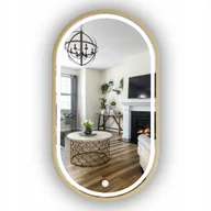 Lustra - LUSTRO LED ŁAZIENKOWE OWALNE ZŁOTE W RAMIE 95X60 CM + WŁĄCZNIK - miniaturka - grafika 1