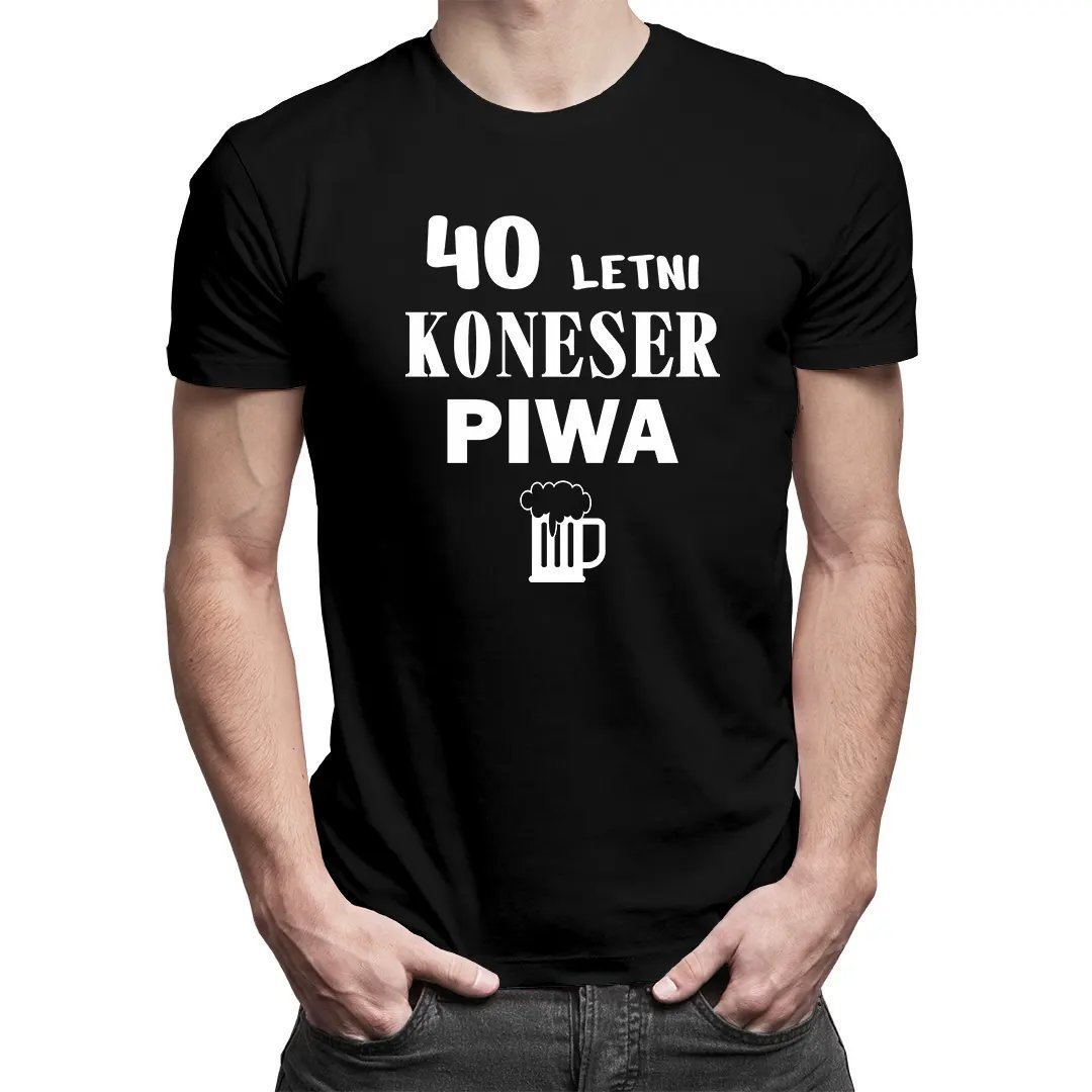 Koszulkowy, Koszulka męska z nadrukiem, 40 letni koneser piwa, rozmiar L