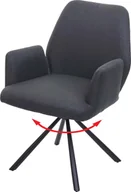Krzesła - Krzesło do jadalni HWC-H71, krzesło kuchenne fotel krzesło obrotowe automatyczna pozycja tkanina/tkanina stal ~ ciemnoszary - miniaturka - grafika 1