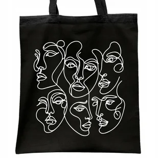 Torba bawełniana czarna na zakupy Twarze One Line Art Sztuka - Torby i wózki na zakupy Torba bawełniana czarna na zakupy Twarze One Line Art Sztuka - Torby i wózki na zakupy - miniaturka - grafika 1