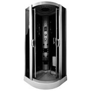 Kabiny z hydromasażem - Kabina prysznicowa składane siedzisko półokrągła zabudowana czarna 100x100 MO-09909C - miniaturka - grafika 1