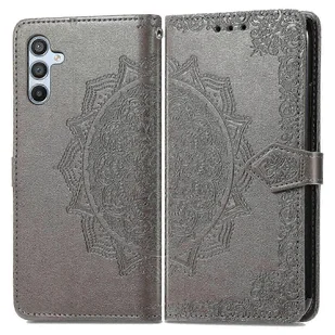 Dla Samsung Galaxy A56 5G Etui Portfel Mandala Kwiat Skórzany Pokrowiec Na Telefon Stand View - Szary Wielobarwny Grey - Portfele - miniaturka - grafika 1