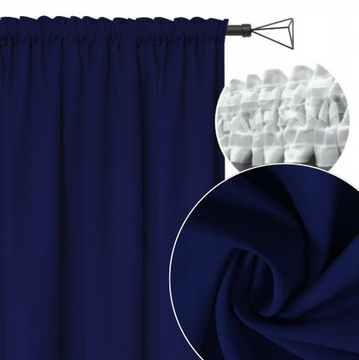 ZASŁONA 145x220cm granatowa na Taśmie Żabki