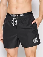 Kąpielówki męskie - Calvin Klein Swimwear Szorty kąpielowe Medium Double KM0KM00740 Czarny Regular Fit - miniaturka - grafika 1