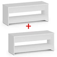 Wyposażenie sportowe i gimnastyczne - Ławka szatniowa z półka na obuwie 1+1 GRATIS, wzmocniona, 1000 mm, biały - miniaturka - grafika 1