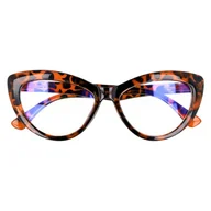 Okulary korekcyjne, oprawki, szkła - Damskie okulary Kocie oczy z filtrem Antyrefleks Zerówki Panterka 2286D - miniaturka - grafika 1
