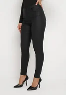 Spodnie sportowe damskie - Czarne Spodnie Skinny z Imitacji Skóry Awileda - miniaturka - grafika 1