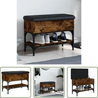 Szafki na buty - The Living Store Ławka na buty dąb wędzony 62x32x45 cm Materiał drewnopochodny - miniaturka - grafika 1