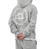 Bluzy sportowe męskie - MANTO Bluza Z Kapturem Label 25 Oversize Melange Grey - miniaturka - grafika 1