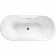 Wanny - Besco WAS-160-NGR NAVIA wanna wolnostojąca maskownica syfonu z przelewem grafitowa 160 x 80 - miniaturka - grafika 1