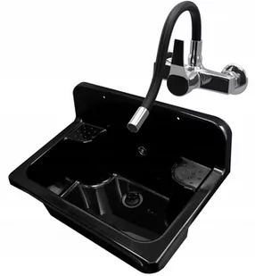 Zlew Gospodarczy Komora Duża Bateria Czarny Flex - Zlewy i komory gospodarcze - miniaturka - grafika 1