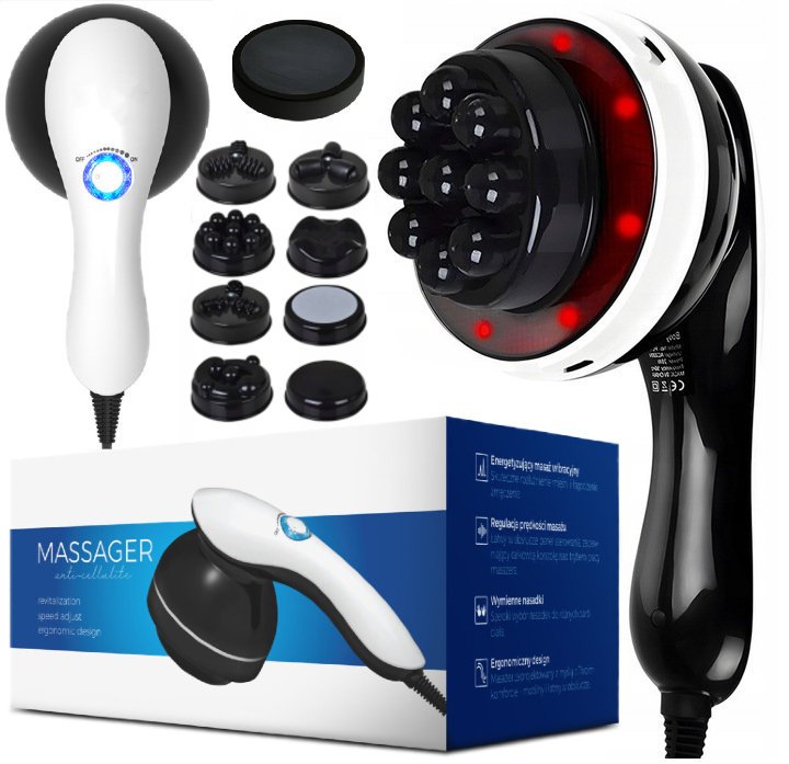 PISTOLET DO MASAŻU MASAŻER ANTYCELLULITOWY WYSZCZUPLAJĄCY DO CELLULITU 9w1
