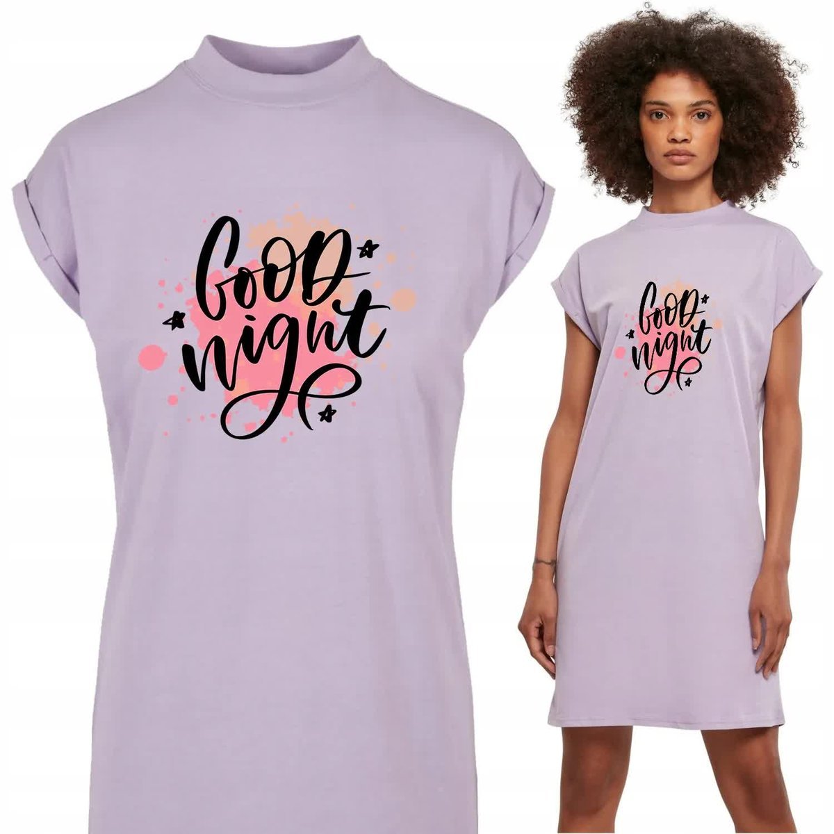Koszula Nocna Lawendowa GOOD NIGHT Mix Wzory S