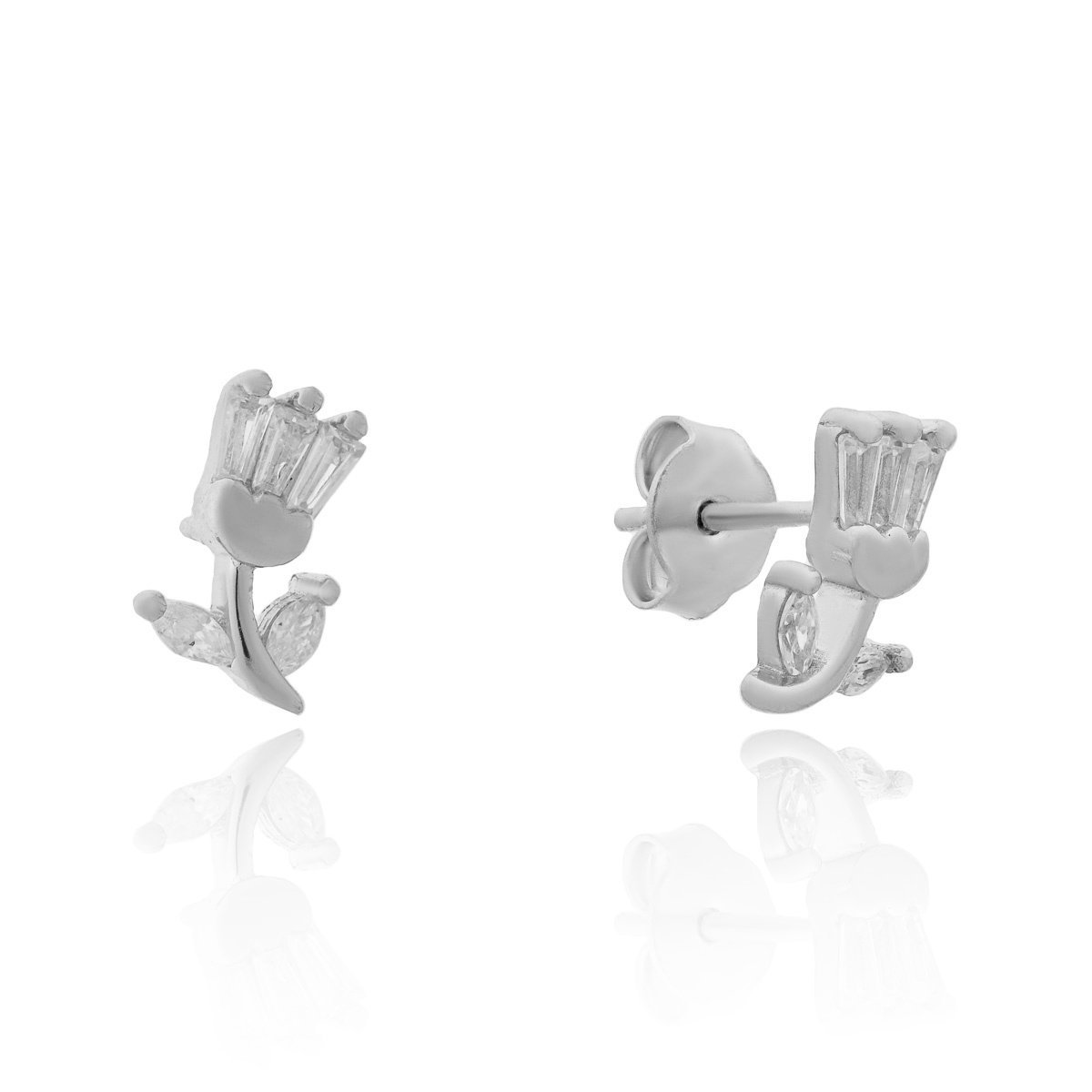 Srebrne kolczyki kwiatki z cyrkoniami sztyfty pr. 925