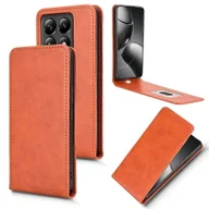 Etui i futerały do telefonów - Pionowe skórzane etui na telefon z klapką do Xiaomi 14T Brown - miniaturka - grafika 1