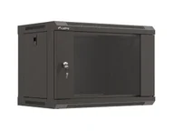 Szafy rack - Szafa instalacyjna rack wisząca 19" 6u 540x350 czarna drzwi przeszklone lanberg (flat pack) WF03-5306-10B - miniaturka - grafika 1