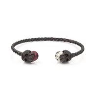 Bransolety męskie - Bransoletka metalowa w kolorze szarym z czaszkami EM 31 - EM Men's Accessories - miniaturka - grafika 1