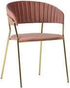 Krzesła - Malodesign Stylowe krzesło welurowe na złotych nogach GOMA- różowy - miniaturka - grafika 1
