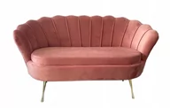 Sofy i kanapy - Sofa glamour muszelka 2ES pomarańcz nogi złote - miniaturka - grafika 1