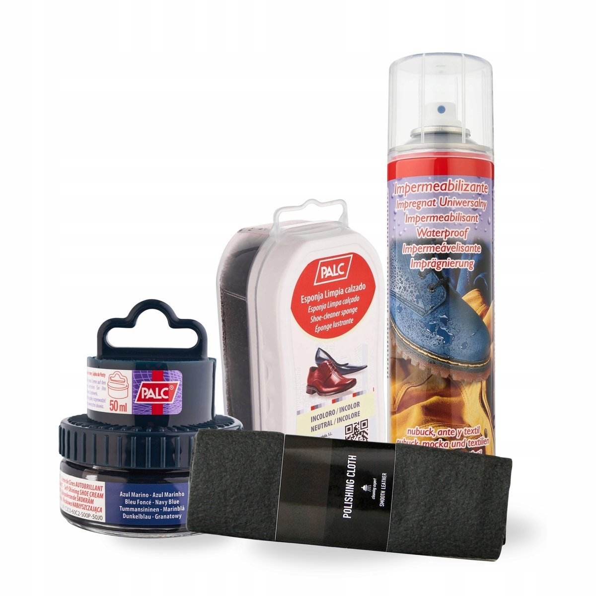 Pasta Granatowa do Butów Impregnat Czyścik i Szmatka Palc Zestaw 4w1