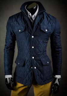 Kurtki męskie - Granatowa elegancka kurtka męska pikowana Denley 802A - grafika 1