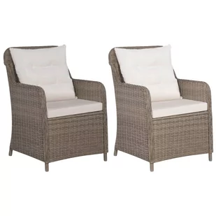 vidaXL Fotele ogrodowe, 2 szt., polirattan, brązowo-kremowe - Fotele i krzesła ogrodowe - miniaturka - grafika 1