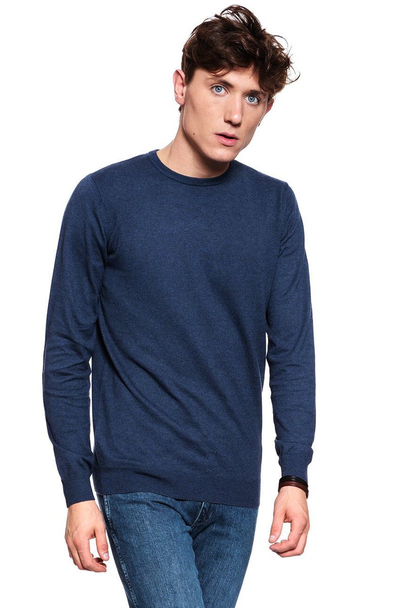 Wrangler Crewneck Męski Sweter Klasyczny Knit Navy W8A02P114-2Xl