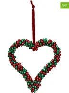 Ozdoby bożonarodzeniowe - Kersten Dekoracyjne zawieszki (4 szt.) "Heart" w kolorze zielono-czerwonym - 14 x 14 cm - miniaturka - grafika 1
