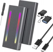 Obudowy i kieszenie na dyski twarde - Kieszeń Zenwire Obudowa na dysk SSD m2 4w1 NVME Pcie SATA NGFF M.2 USB-C USB 3.0 10 GB/s Adapter Kieszeń LED RGB Zenwire 2808SN - miniaturka - grafika 1
