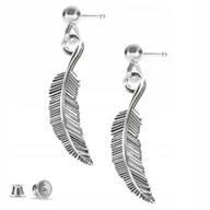 Kolczyki - Kolczyki srebrne Pióro Piórko Piórka 925 - miniaturka - grafika 1