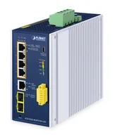 Pozostałe akcesoria sieciowe - PLANET Industrial L2+ 4-Port 10/100/1000T 802.3bt PoE + 1-Port 10/100/1000T + 2-Port 1G/2.5G SFP Managed Ethernet Switch w/12V Booster Zarządzany L2+ Gigabit Ethernet (10/100/1000) Obsługa PoE Aluminium, Niebieski - miniaturka - grafika 1
