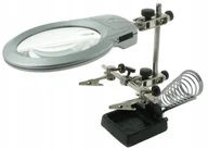 Mikroskopy i lupy - LUPA 90mm Latarka 2x LED Uchwyt Do LUTOWANIA TRZECIA RĘKA 3753 - miniaturka - grafika 1