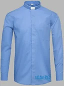 Szaty liturgiczne - Koszula kapłańska z koloratką, długi rękaw - ciemnoniebieska - miniaturka - grafika 1