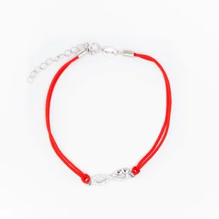 Srebrna bransoletka 925 Miłość Nieskończona Czerwony Sznurek - Bransoletki - miniaturka - grafika 1