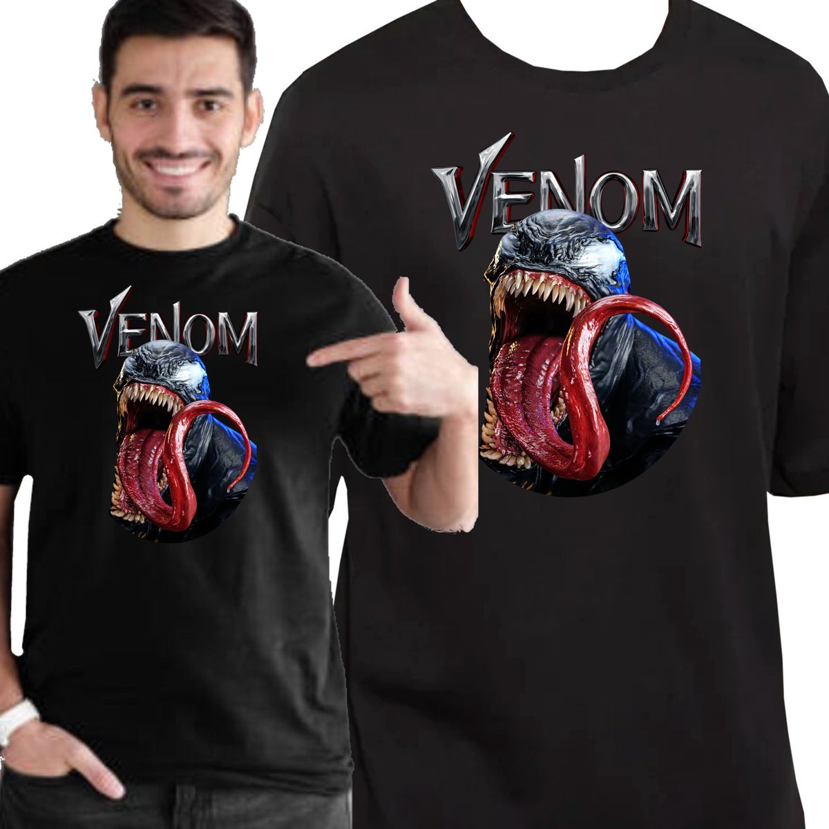 KOSZULKA MĘSKA VENOM MARVEL SPIDERMAN JAKOŚĆ BAWEŁNA XXL 3433 CZARNA