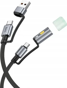 HOCO kabel All-in-one USB A / Typ C do Typ C / LED Light 3A 60W U138 1,2 m czarny - Kable USB - miniaturka - grafika 1