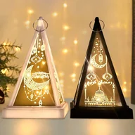 Lampy ogrodowe - Latarnie Dekoracyjne Ramadan LED Mubarak EID 2 Sztuki Czarna Biała - miniaturka - grafika 1