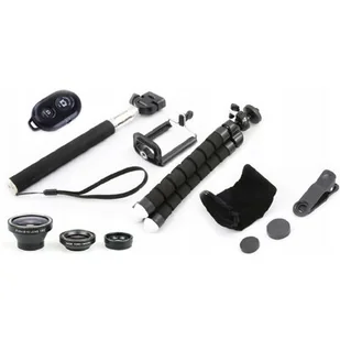 XREC Selfie stick Zestaw Selfie 5w1 Statyw 3x Obiektyw Pilot Monopod Uchwyt - Selfie stick - miniaturka - grafika 1