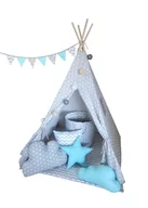 Namioty i tipi dla dzieci - Lula Kids, Namiot TIPI z matą i 3 poduszki oraz girlanda, wigwam, teepee gwiazdki - miniaturka - grafika 1