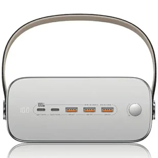 USAMS Powerbank 80000mAh 130W 2C+3A QC3.0+PD Fast Charge beżowy/beige STXLOGTC02 (US-CD196) + kabel USB-C-USB-C 100W 2m - Powerbanki - miniaturka - grafika 3