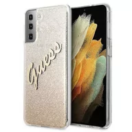 Etui i futerały do telefonów - Guess Glitter Gradient Script - Etui Samsung Galaxy S21+ złoty - miniaturka - grafika 1
